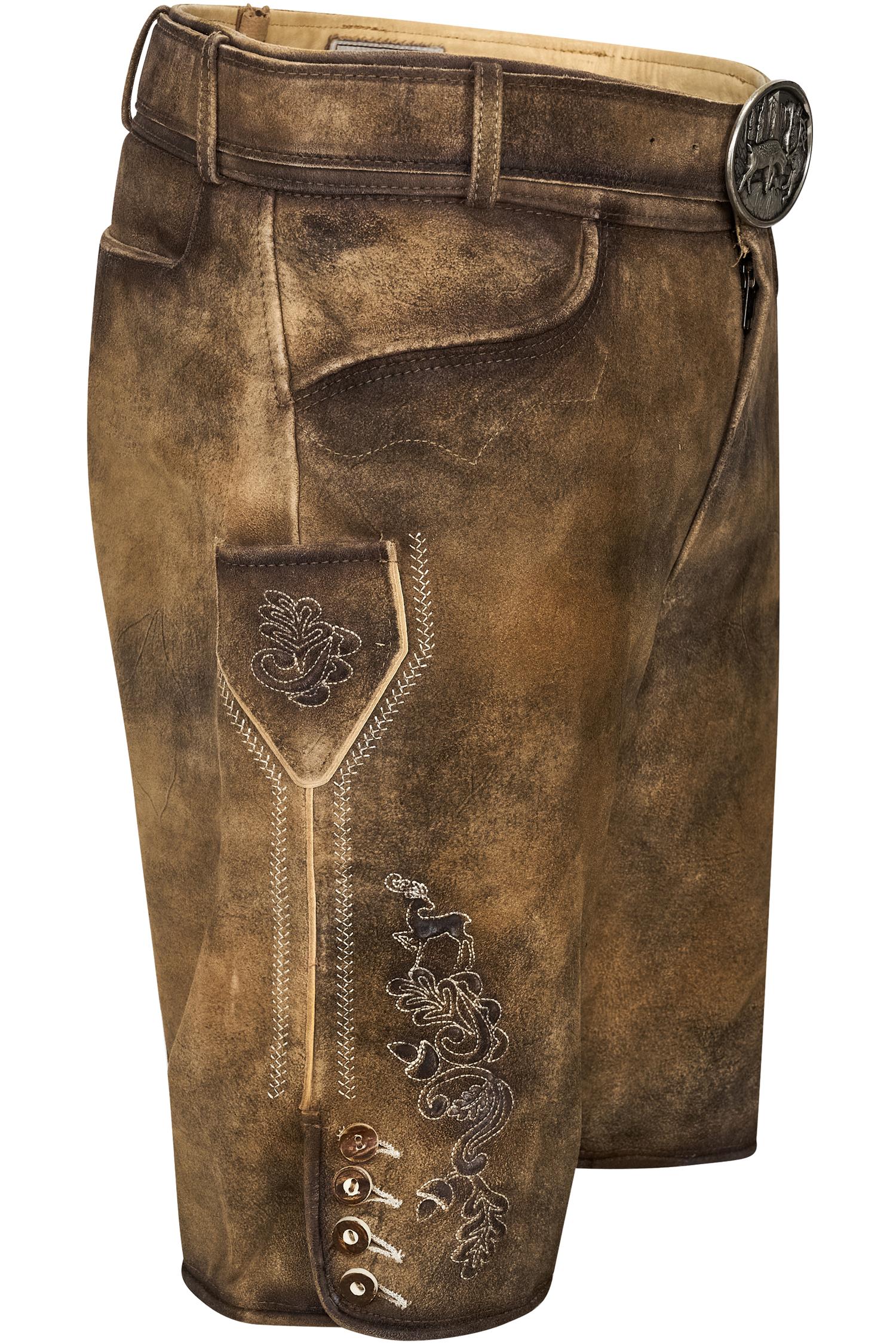 Gamsbock Lederhose Kiefer in Hellbraun